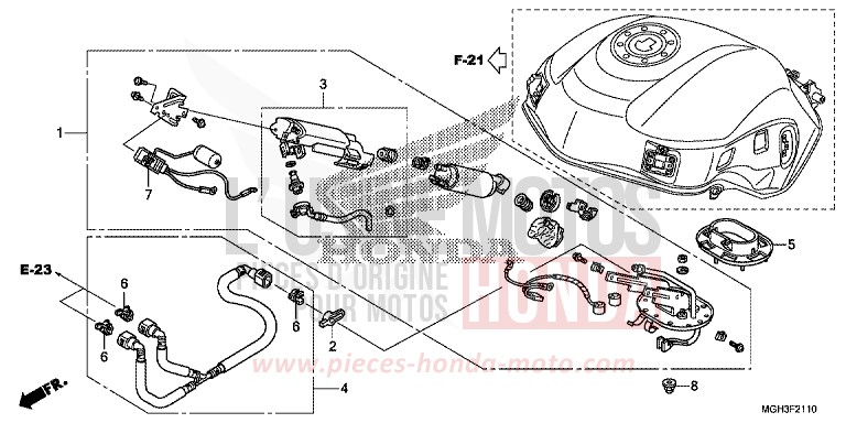 POMPE A CARBURANT de VFR1200X "Crosstourer" DCT CANDY PROMINENCE RED (R342) 2012